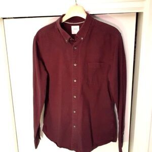 Burton menswear London mens m l large button down shirt maroon top cotton casual